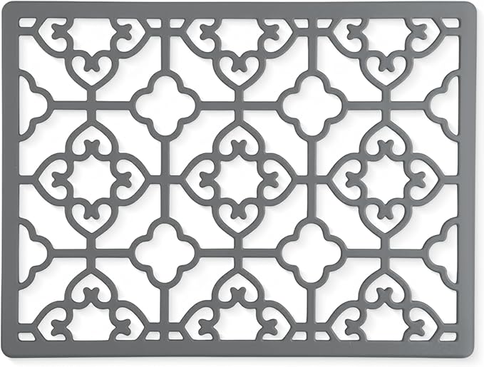 GASARÉ, Extra Large, Thick, Silicone Trivet for Hot Dishes, Pots, and Pans, Heat Resistant Mat for Countertop, Hot Pad for Kitchen, Easy to Clean, 16 x 12 x 3/8 Inches, Gray