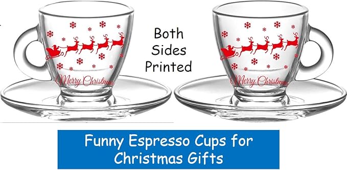 BOHEM'S Espresso Cups, 3.2-Ounce. Small Demitasse Clear Glass Espresso Drinkware, Set Of 2 Cups, Saucers and Stainless Steel mini Spoons, Hostess, Coffee Lover/Enthusiast (Christmas)