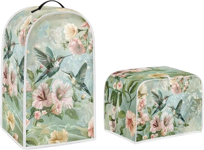 Hummingbird Dust Cover Kitchen Blender Covers Flower Washable Toaster Oven Dustproof Cover Anti Fingerprint Protection Set