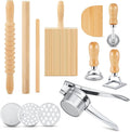 Tioncy 9 Pcs Pasta Making Tools Set Include Wooden Gnocchi Board Potato Ricer Wooden Gnocchi Cutter Ravioli Rolling Pin Pasta Roller Dough Scraper 3 Ravioli Stamp for Kitchen Handmade Gift