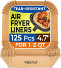 125Pcs 4.7 Inch Air Fryer Disposable Liners, 2 QT Parchment Paper for COSORI 2.1 Qt Air Fryer, Square Baking Paper Sheets for Mini Airfryer Basket