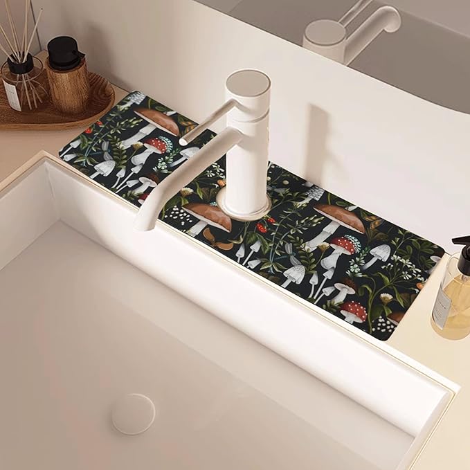 Sink Faucet Absorbing Mat, 2 Pack Drying Mat Around Faucet Sink Splash Guard Behind Faucet Sinkmat For Kitchen Bathroom Island Rv 15 * 5.5 Inch (38 * 14 cm)