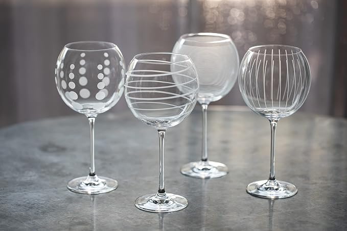 MIKASA 5159316 Cheers Set of 4 Crystal Balloon Gin Glasses, Silver