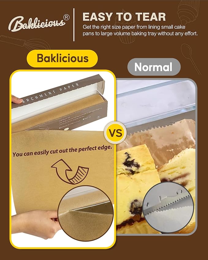 Unbleached Parchment Paper Roll for Baking, 2 Pack of 13 In X 242 Ft, Non-stick Baking Paper, Food Grade Cooking Papers For Bread, Cookies, Heat Press, Pans, Oven, Air Fry