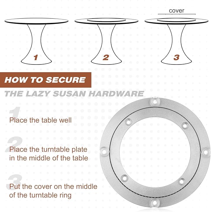 JaGely 2 Pack 12 Inch Lazy Susan Hardware Aluminum Alloy Turntable Rotating Hardware Heavy Duty Lazy Susan Bearing Ring Mechanism for Kitchen Dinning Table
