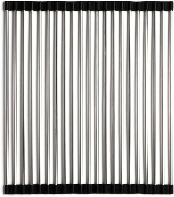 Houzer RO-1700 - Stainless Steel Rolling Mat for Granite Workstation Sinks, Multipurpose Rack for Drying Dishes, Washing Fruit, or Holding Utensils, Durable Sink Accessory