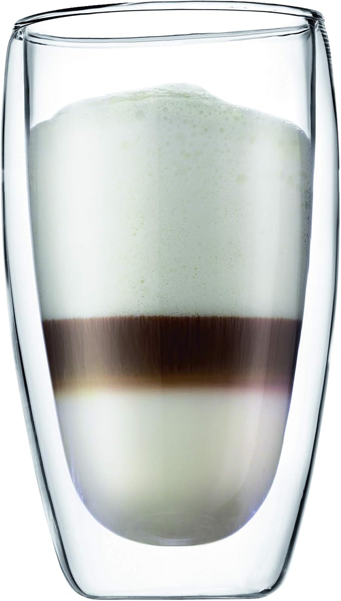 Bodum 15oz Pavina Double Wall High-Heat Borosilicate Glass, Set of 2, Clear (Pack of 4)