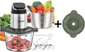 GANIZA Food Processors, Electric Chopper with Meat Grinder & Veggie Chopper - 2 Bowls (8 Cup+8 Cup) with Powerful 450W Copper Motor - Includes 2 Sets of Bi-Level Blades, 2 Plastic Covers