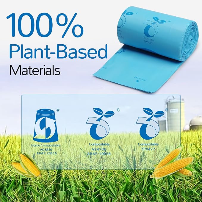 Airthereal Bundle | Electric Kitchen Composter Bucket with Lid and 3-Pack Compostable Trash Bags (1.6 Gallon, 150 Count, Blue) - Compatible with R500 Revive Electric Kitchen Composter