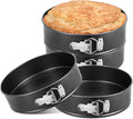 Funnymoom 4 Pcs 10 Inch Non Stick Springform Pan with Removable Bottom Carbon Steel Round Springform Cheesecake Pan with Stainless Steel Spring Buckles for Baking Kitchens Restaurant(Black)