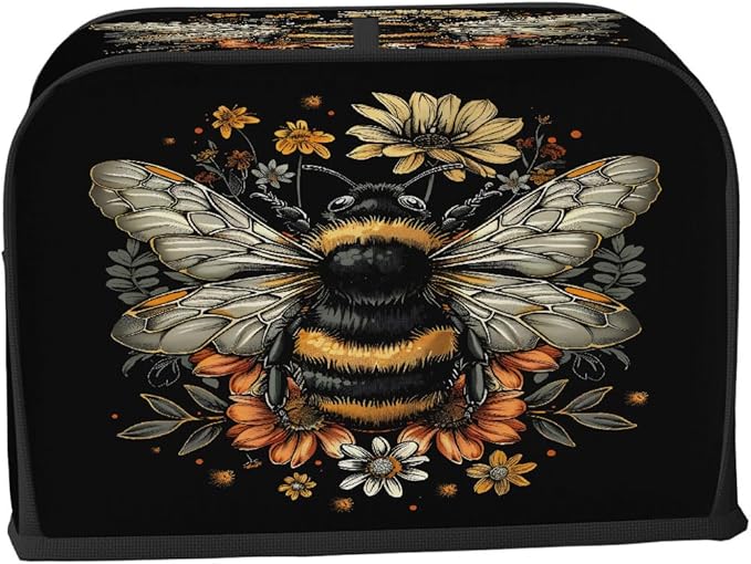 Animals Flowers Bee Toaster Cover 2 Slice Dust and Fingerprint Protection Toaster Bread Maker Covers Washable Kitchen Small Appliance Covers for Kitchen Accessories Decor Bakeware Women Gift