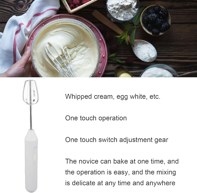 Electric Hand Blender，3 in 1 Immersion Blender Handheld, Beater Electric Milk Frother Coffee Blender Milkshake Blender Foamer Kitchen Tools(White)