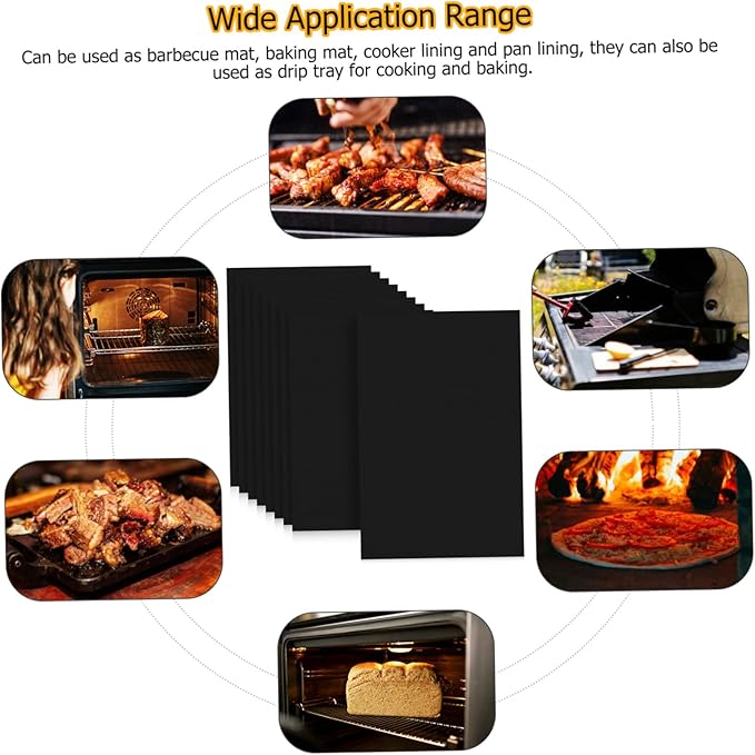 9pcs Non-stick Oven Liner Mats Reusable Cooking Mats for Grill Baking High-temperature Resistant for Easy Oven Cleanup