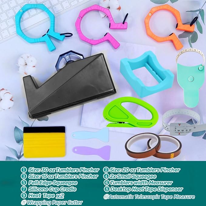 3-Size Tumbler Clamp for Sublimation,Cup Cradle for Crafting Tumblers,Sublimation Cup Holder Clamp for 20oz 30oz Cups,Mug Clamps for Sublimation,Tumbler Wrapper