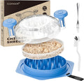 Cleangor Chicken Shredder Tool Twist Large, BPA Free Meat Shredder with Ergonomic Handle, Non-Slip Food Shredder Tool for Pork, Beef, Set of Chicken Breast Shredder with Brush & Fork (1, Lichen Blue)