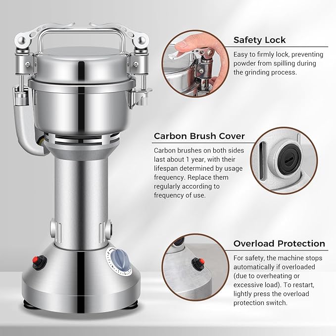LEEVOT Grain Mill 150g Commercial Spice Grinder Electric 650W Stainless Steel Pulverizer Dry Grinder for Grinding Wheat, Oats, Corn, Pepper, and Coffee Beans – Grinders for Kitchen.