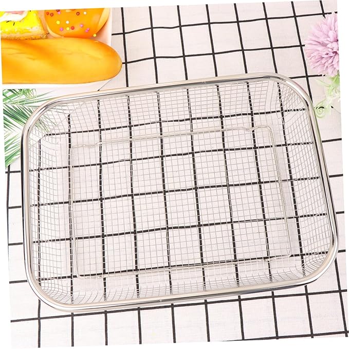 1pc Stainless Steel Drain Basket Multi-purpose Kitchen Storage Basket for Fruits and Vegetables Medium Design for Easy Washing and Draining