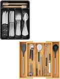 Lifewit Silverware Drawer Organizer Tray,Bamboo Cutlery Silverware Flatware Holder,Flatware and Utensil Holder Divider for Spoons Forks Knives Tableware