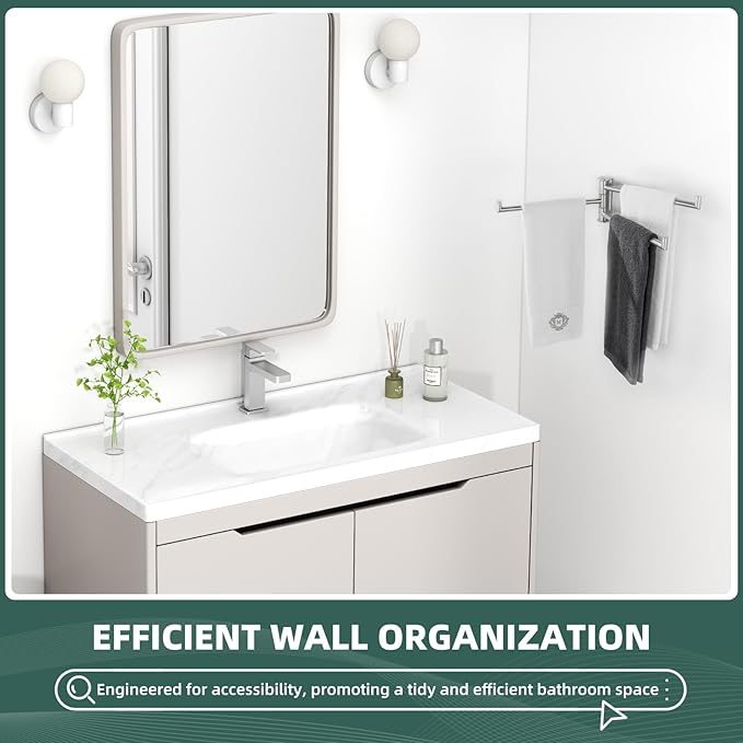 Aomasi Brushed Nickel Swivel Towel Bar, 304 Stainless Steel Triple Rotatable Towel Rack, Wall Mounted