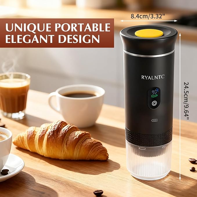3-in-1 Portable Espresso Machine for Travel & Camping- 20 Bar Self-Heating Portable Coffee Maker with USB-C LED Display Car Coffee Maker, Compatible with Grounds&Capsules(Ns&DG) for RV,Hiking (Black)