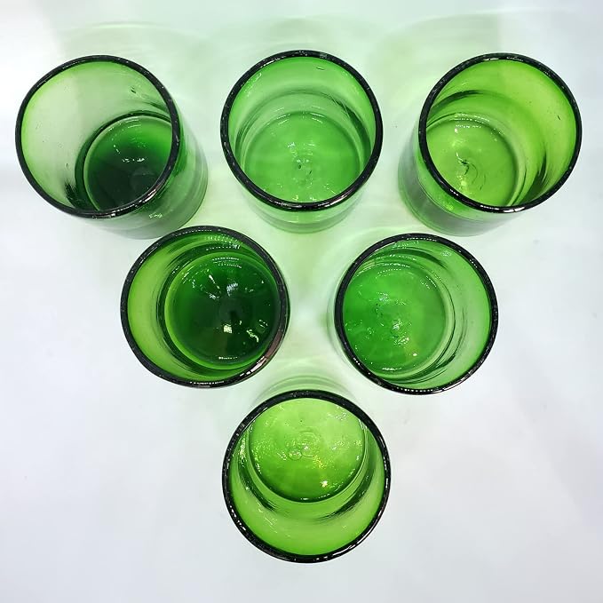 Solid Emerald Green 9 oz Short Tumblers (set of 6), Recycled Glass, Lead-free, Toxin-Free (9oz Tumbler)