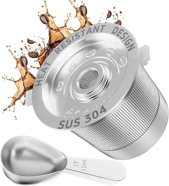 NESSUS 1 Pack Reusable K Cup for Keurig 1.0, Stainless Steel Reusable K Cups for Keurig 1 Prong Coffee Maker K Cup Reusable Coffee Pods with Heat Resistant Handles and Scoop, NO BPA