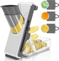 Eletronova Safe Mandoline Slicer for Kitchen, Vegetable Slicer for Kitchen，Kitchen Food Slicer, French Fry Cutter Julienne Dicer for Vegetables Grey (White & Green) (White & Light Gray)
