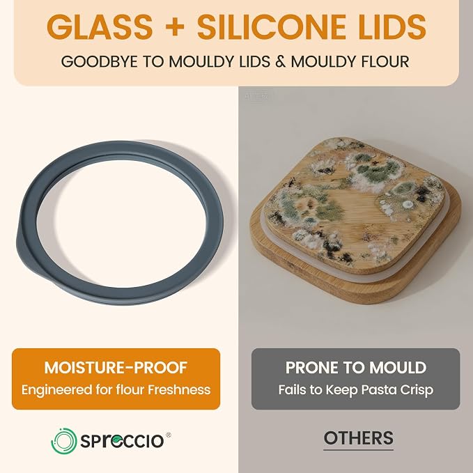 2 PCS Flour Sugar Storage Containers, 1-Gallon(4.2Qt) Cereal Containers Storage with Airtight Lids, Glass Food Jars for Oats, Cereal and More