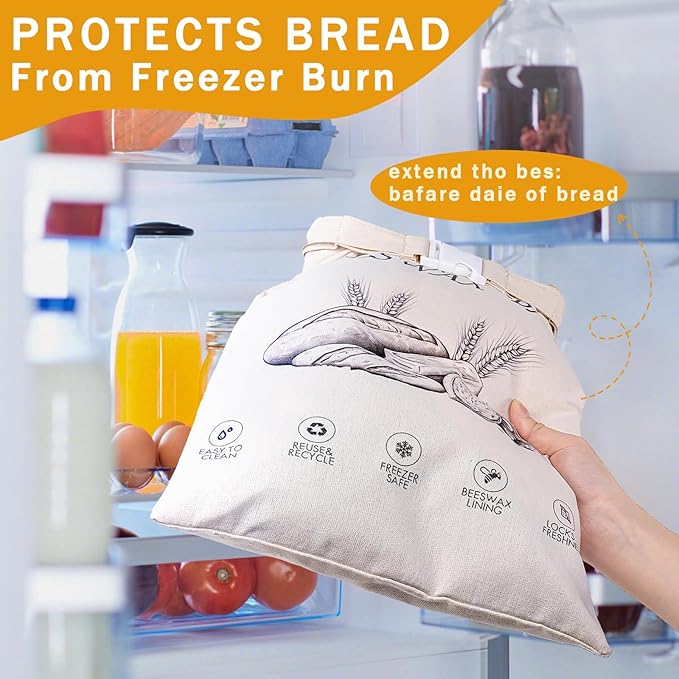 2-Pack Reusable Beeswax Bread Bags for Sourdough & Homemade Bread，Cotton Waxed Bags Keeps Fresh Longer(Navy Loaf)