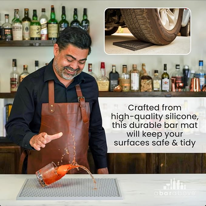 Premium A Bar Above Heavy Duty Bar Mat, Food Safe Silicone Mat, Mats for Bartending and Coffee, Commercial Strength Bartender Accessories, Dish Drying Mats for Kitchen Counter, Barista Accessories