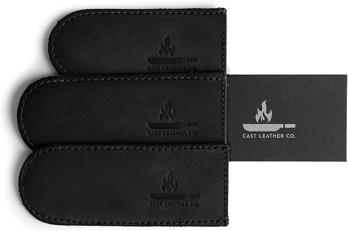 Leather Skillet Handle Cover for Cast Iron Skillets, Heat Resistant Pan Handle Covers (Charcoal Black)
