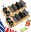 HolaTasty Taco Holder Kit - 2 Pack (Value Pack), 3-in-1 Taco Set of 2-6 slots for Tacos, Black Taco Presentation Rack Plate for Taco Tuesday Bar Party, Gifts for Taco Lover Vegetarian Cinco de Mayo