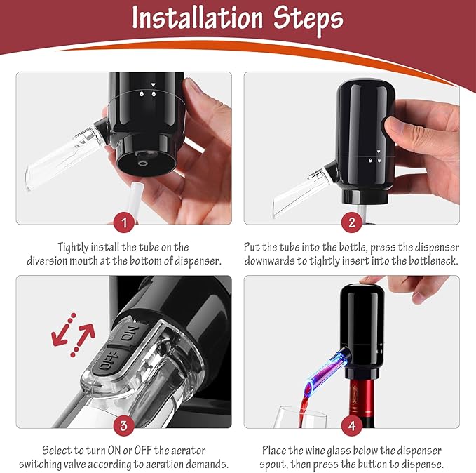 BLUBYEES Electric Wine Aerator Pourer,Portable One-Button Wine Dispenser Machine and Wine Decanter Multi-Smart Automatic Filter Wine Pourer for Red Wine,Best Wine Gifts for Women and Wine Lovers