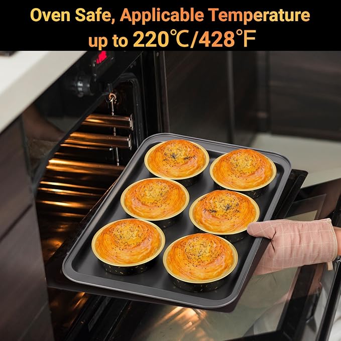 Beasea Disposable Baking Cups, 200 Pack 7.3oz 215ml Aluminum Ramekins Foil Baking Cups 4" Cupcake Aluminum Mini Baking Cups No Lids for Party - Gold/in Black