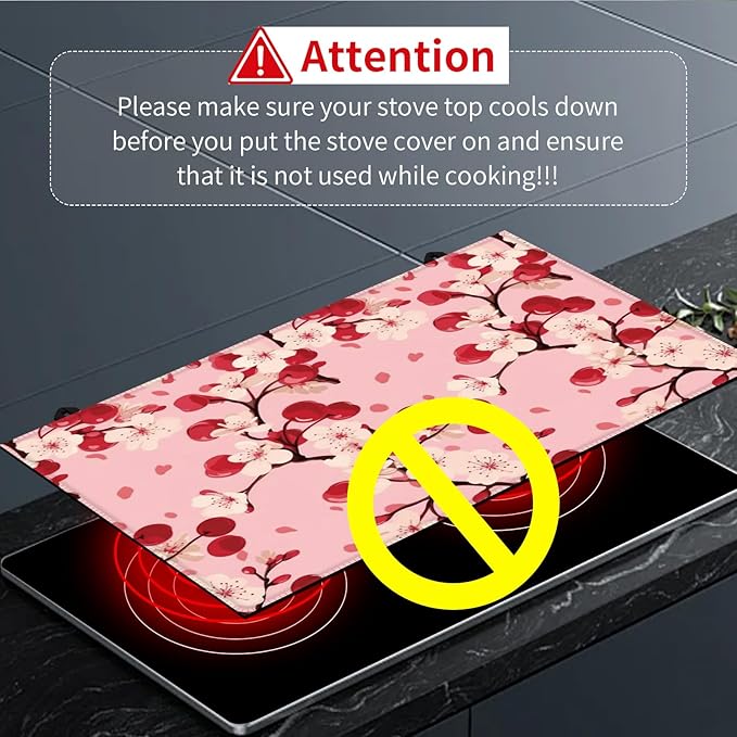 Decorative Electric Stove Top Covers, Heat Resistant Silicone Stove Cover Mat, Stove Top Protectors for Electric Flat Glass Stoves, Adds Extra Counter Space for Small Kitchens and Apartments