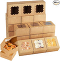 QTLCOHD 100 Pack 6 x 6 x 3 Inch Bakery Boxes with Window Brown | Small Cupcake Box Individual Kraft Cookie Pastry Boxes for Pastries, Cookies, Pie, Donuts, Macaroon
