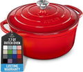 Zulay Kitchen 7.7 Quart Enameled Cast Iron Dutch Oven Pot with Lid – Premium Durability & Oven Safe up to 500°F – Heavy Duty Cookware Perfect for Bread Baking, Stews, Braising & Roasting – Ablaze Red