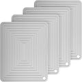 Trivets for Hot Dishes-Pots and Pans, Heat Resistant Mats-Pot Holders, Flexible Silicone Hot Pads for Kitchen Table, Non Slip Silicone Mats Placemats, Rectangular Trivet Mat Pack 4 Light Gray