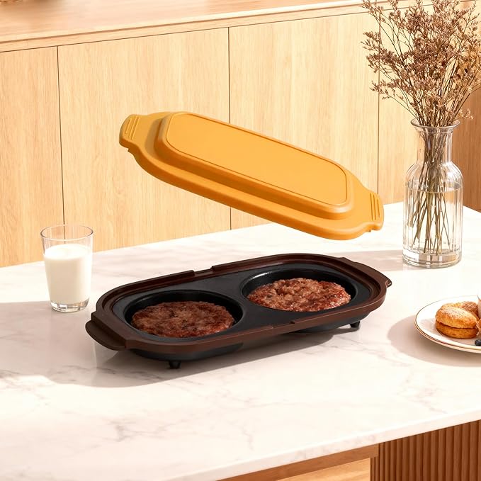 Quick-Heat Microwave Egg Cooker, Portable Poacher/Fryer Egg, Egg Cooker for Breakfast Sandwiches Maker for 2 Eggs, for Kitchen, Travel, Gifts Dishwasher-Safe (yellow)
