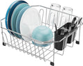 GSlife Small in Sink Dish Drying Rack - Stainless Steel Compact Dish Drainer for RV Kitchen Apartment Sink, Rust Resistant Inside Sink Rack, 1–2 Person Households, 13.1" W x 14.4" L, Silver