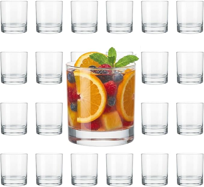 LEMONSODA Lowball Marino Rocks Glass, Classic Bar Glassware for Mojito, Whiskey, Cocktail, Mocktails and Drinking Water Tumbler - 10oz (Set of 24)