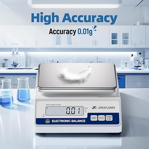 Lab Scale Gram Scale 0.01g Accuracy 1000 Gram Digital Scale Scientific Analytical Balance Scale Precision Scale for Jewelry Diamond Gold Chemistry Powder Kitchen, With 200g Weights Backlit LCD
