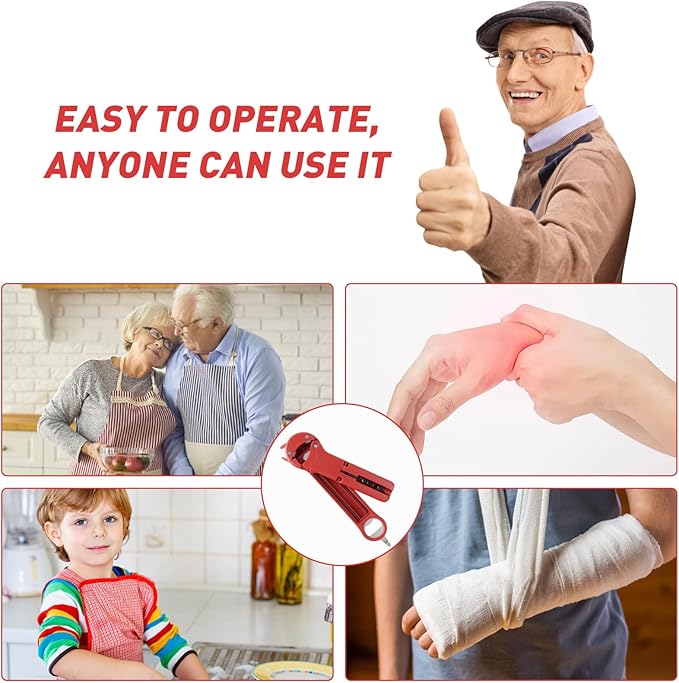 7 in 1 Jar Opener Bottle Opener and Wine Opener for Seniors with Arthritis, Weak Hands, Multi Retractable Magnetic Can Opener, Original Kitchen Lid Opener Tool (Red)