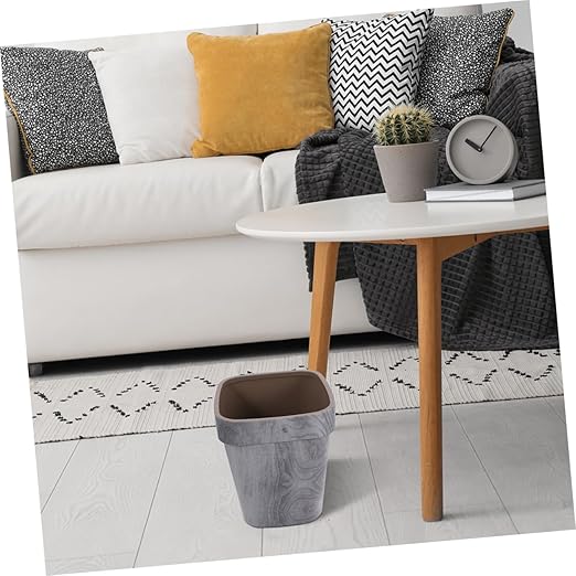 Cabilock Unique Wood Grain Pattern Trash Can Indoor Paper Wastebasket for Kitchen Bathroom Living Room Office Sturdy Sturdy No Lid Light Grey