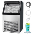 Commercial Ice Machine, 100LBS/Day Stainless Steel Freestanding Large Ice Maker, 36 Cubes in 11Mins, 24H Timer, Self-Cleaning, Ideal for Restaurant, Bars, Home and Offices