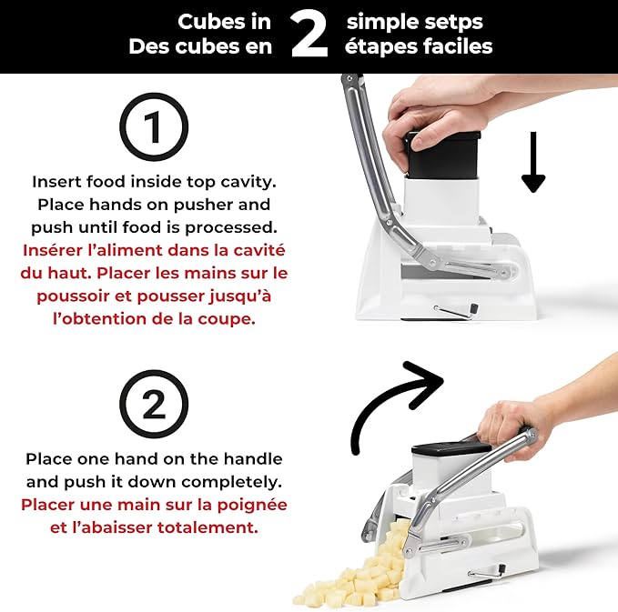 Starfrit Pro Fry Cutter & Cuber - 3-in-1 - Homemade French Fries, Slices and Diced Cubes Potato & Vegetable