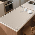Kalolary Silicone Dish Drying Mat for Kitchen Counter, Extra Large 40" x 28" Dish Drying Pad Mat, Silicone XL Dish Drainer Mat for Dishes with Raise Edge Non-Slip Easy to Clean (Khaki)