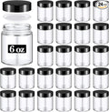 Domensi 24 Pcs Bulk 6oz Glass Jars with Lids Leakproof Round Airtight Empty Cosmetic Jars with Inner Liners Lid for Storing Lotions Spices Ointments Food Storage (White Black)