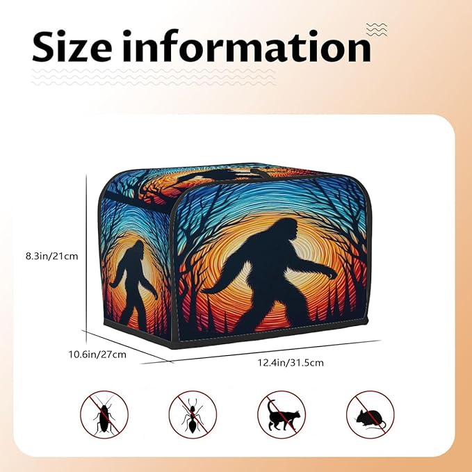 Bigfoot Abstract Color 4 Slice Toaster Cover Dust And Fingerprint Bread Maker Cover Bakeware Protector Washable Appliance Covers Kitchen Accessories For Home Kitchen Women Gift