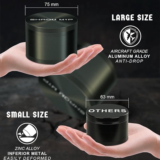 Grinder, Aluminum Large 3" Spice Grinder (Black)